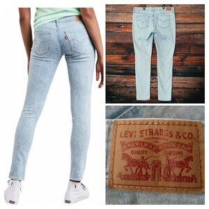 Levis Jeans 711 Skinny 33 16 Acid Wash Light Blue Denim Stretch Mid Rise